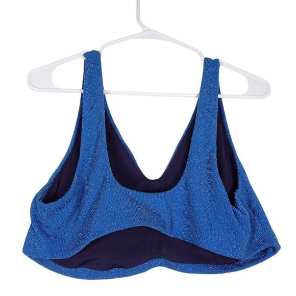NWOT Sample Andie Swim Women's XXL Blue Metallic Glitter Delray Bikini Top 2542 - Picture 2 of 7